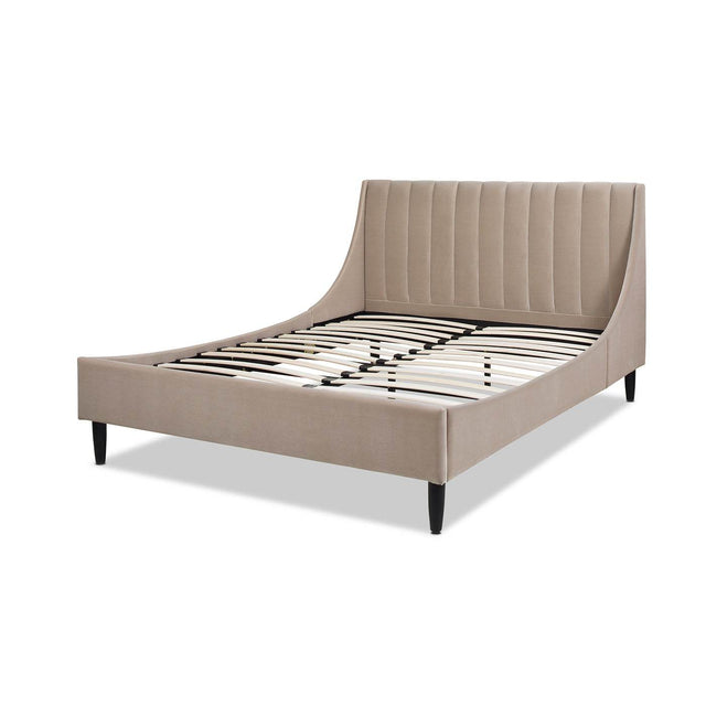 Modern Velvet Upholstered Platform Bed Frame - Omega Lifestyles