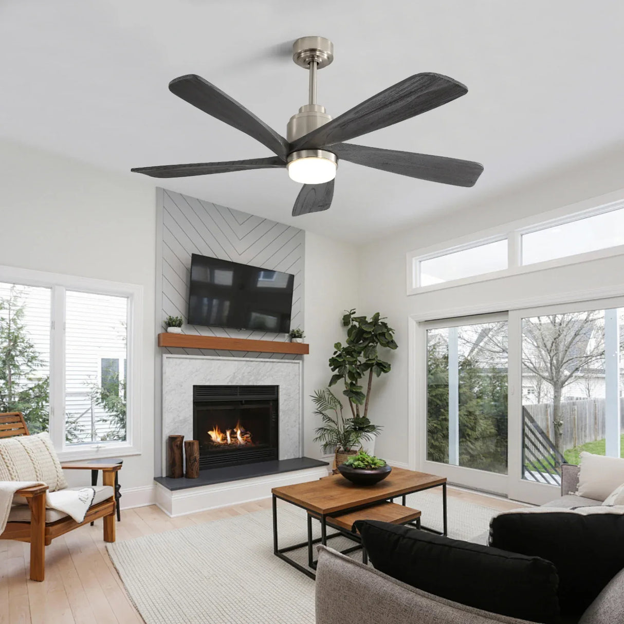 52-Inch Modern Ceiling Fan With Dimmable LED Light - Omega Lifestyles