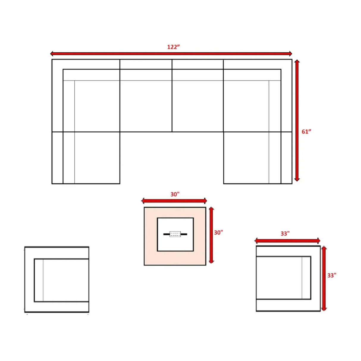 Premium 6-Person Wicker Outdoor Seating Group With Fire Pit - Omega Lifestyles