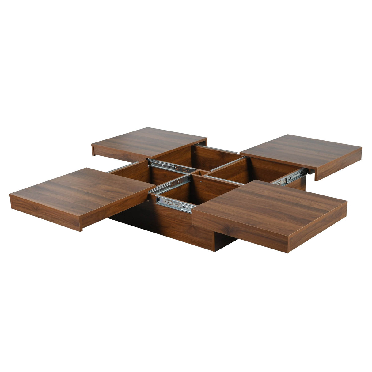 Square Walnut Veneer Coffee Table With Sliding Storage - Sleep Galleria