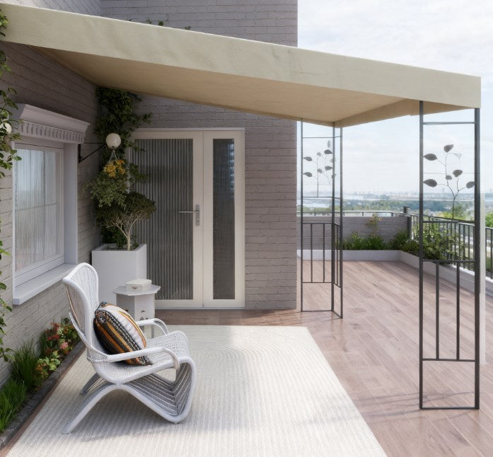 Weather-Resistant Lean-To Metal Pergola With Canopy