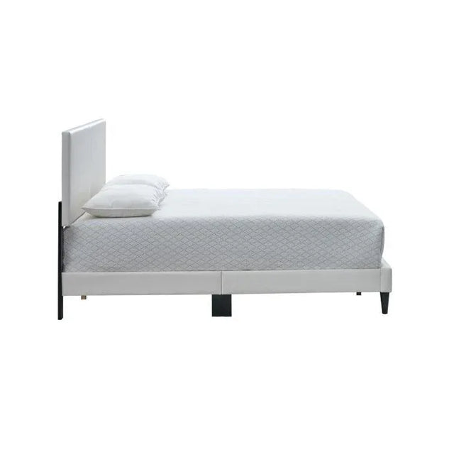 King Upholstered Adjustable Height White Faux Leather Bed Frame - Omega Lifestyles