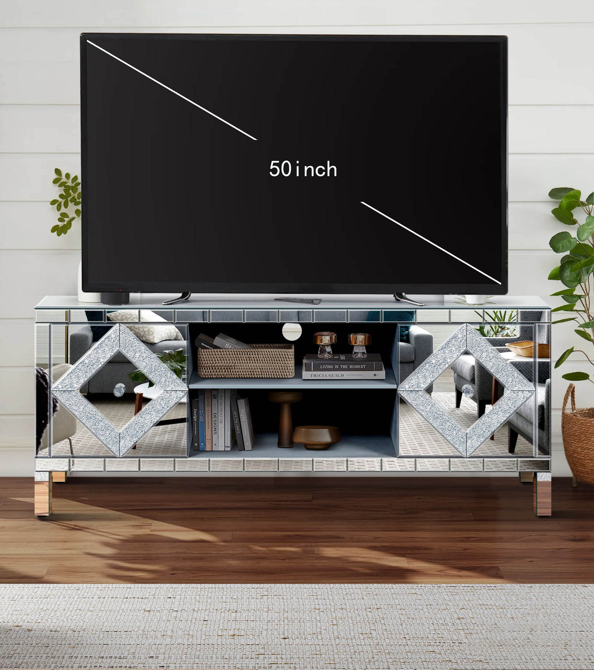 47-Inch Mirrored Antique Media Console With Storage - Sleep Galleria