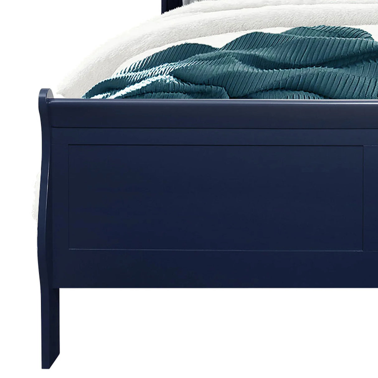 Full Blue Solid Wood Sleigh Bed With LED Headboard - Omega Lifestyles