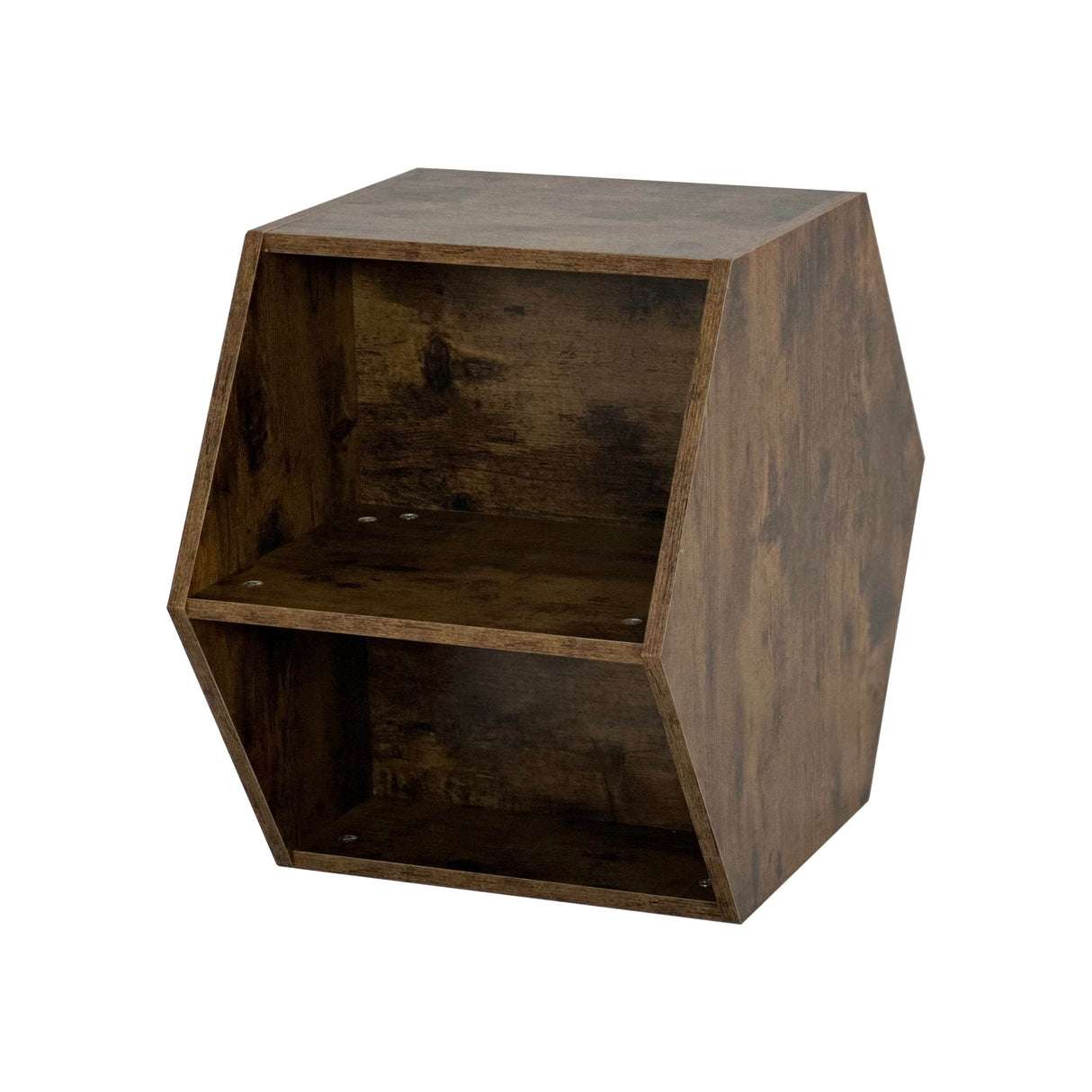 Hexagonal Antique Wood MDF Coffee Table Nightstand - Sleep Galleria