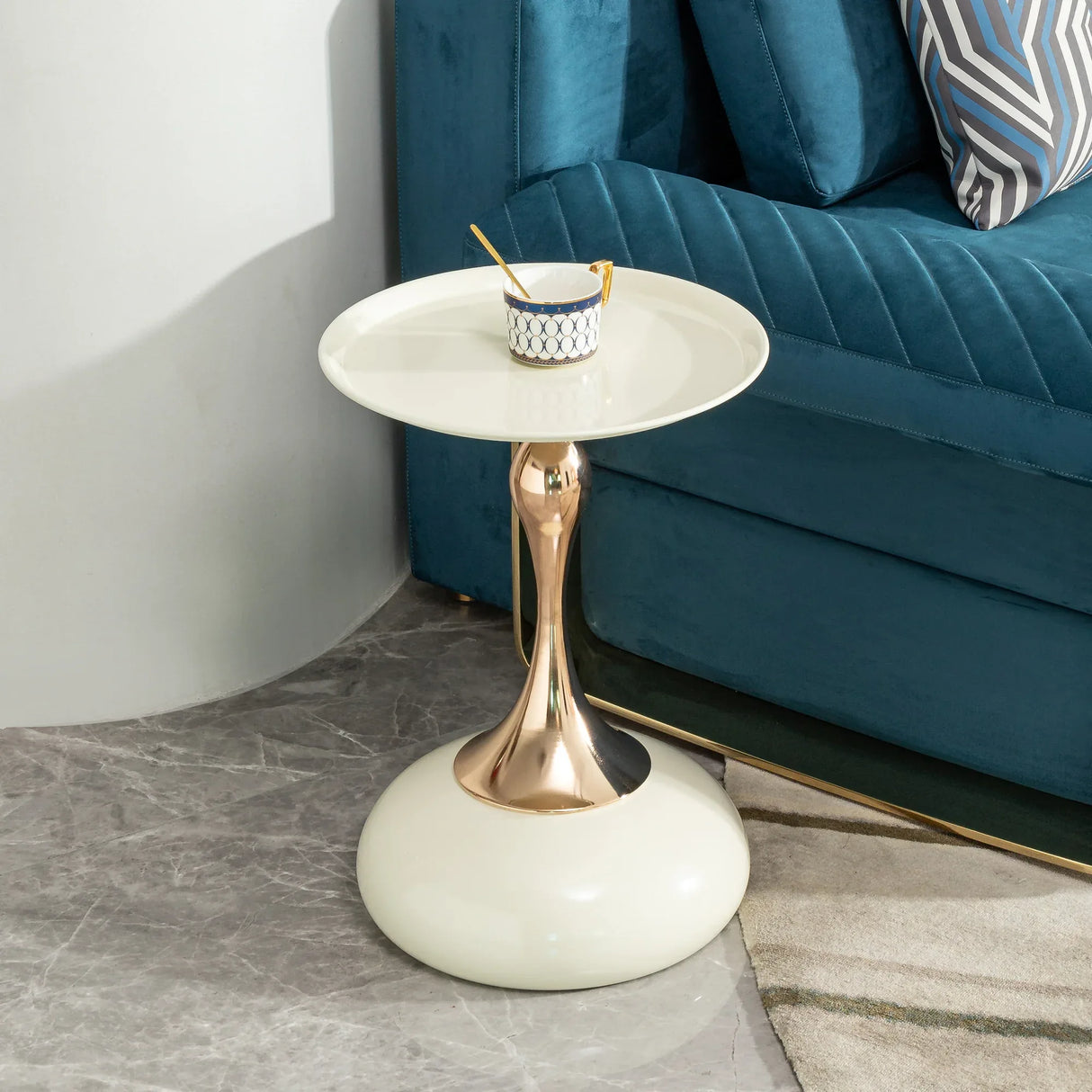 Modern Round Milk White Carbon Steel Side Table - Omega Lifestyles