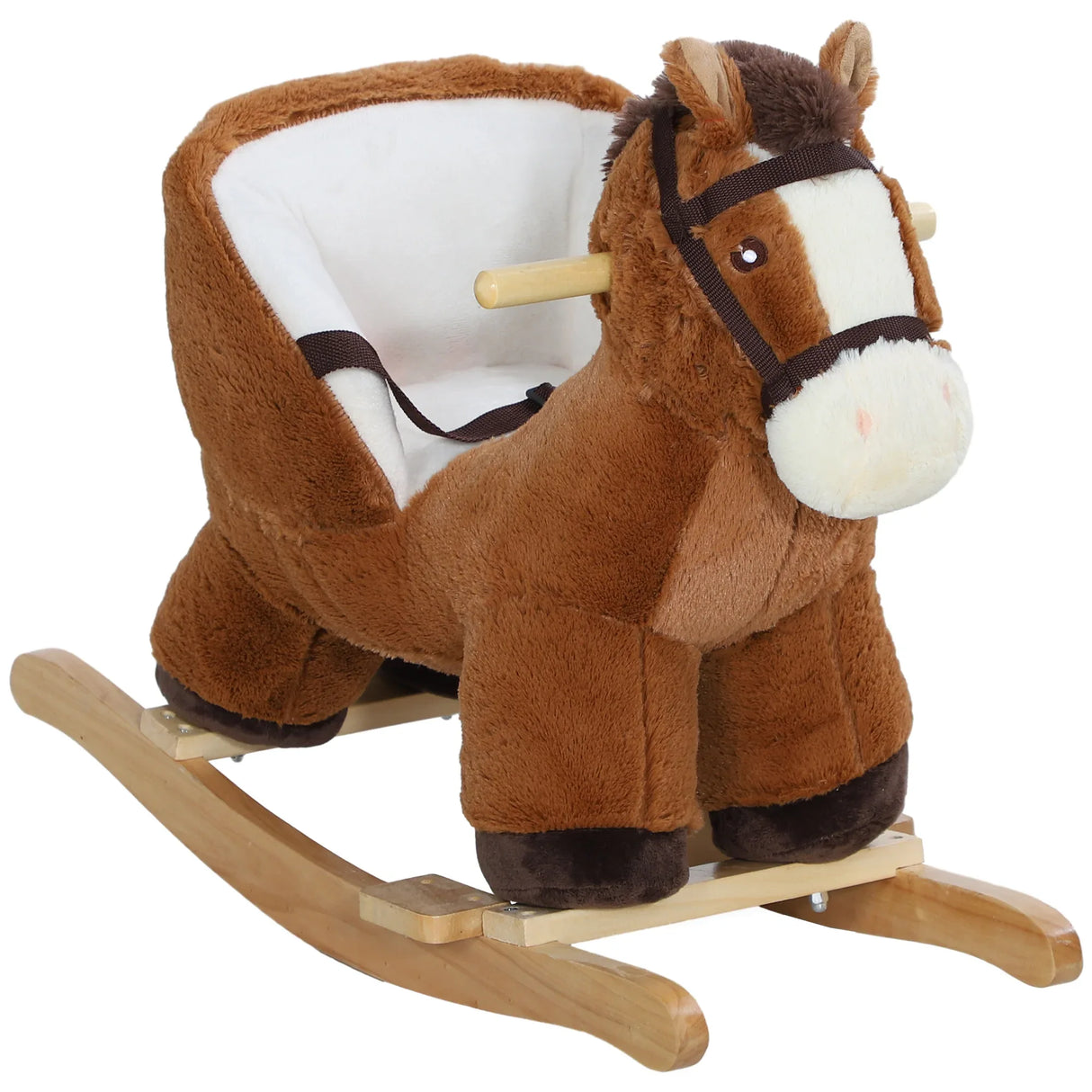 Plush Toddler Rocking Horse With Sound And Safety Belt - Omega Lifestyles
