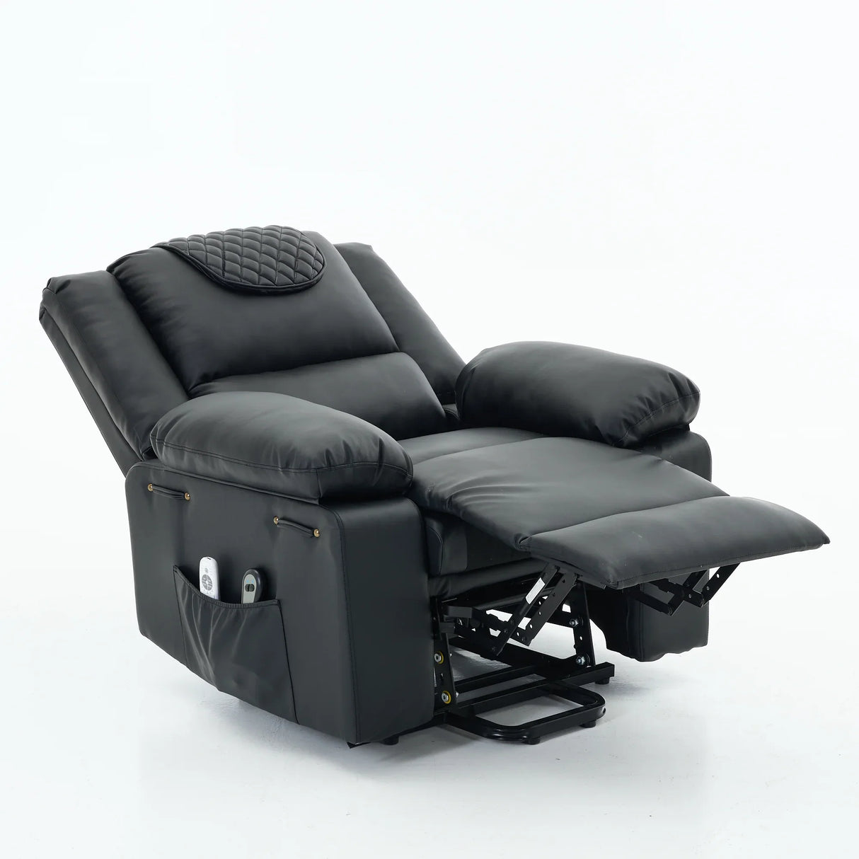 Medium-Firm Remote-Controlled Heating Massage Recliner PU Leather - Omega Lifestyles