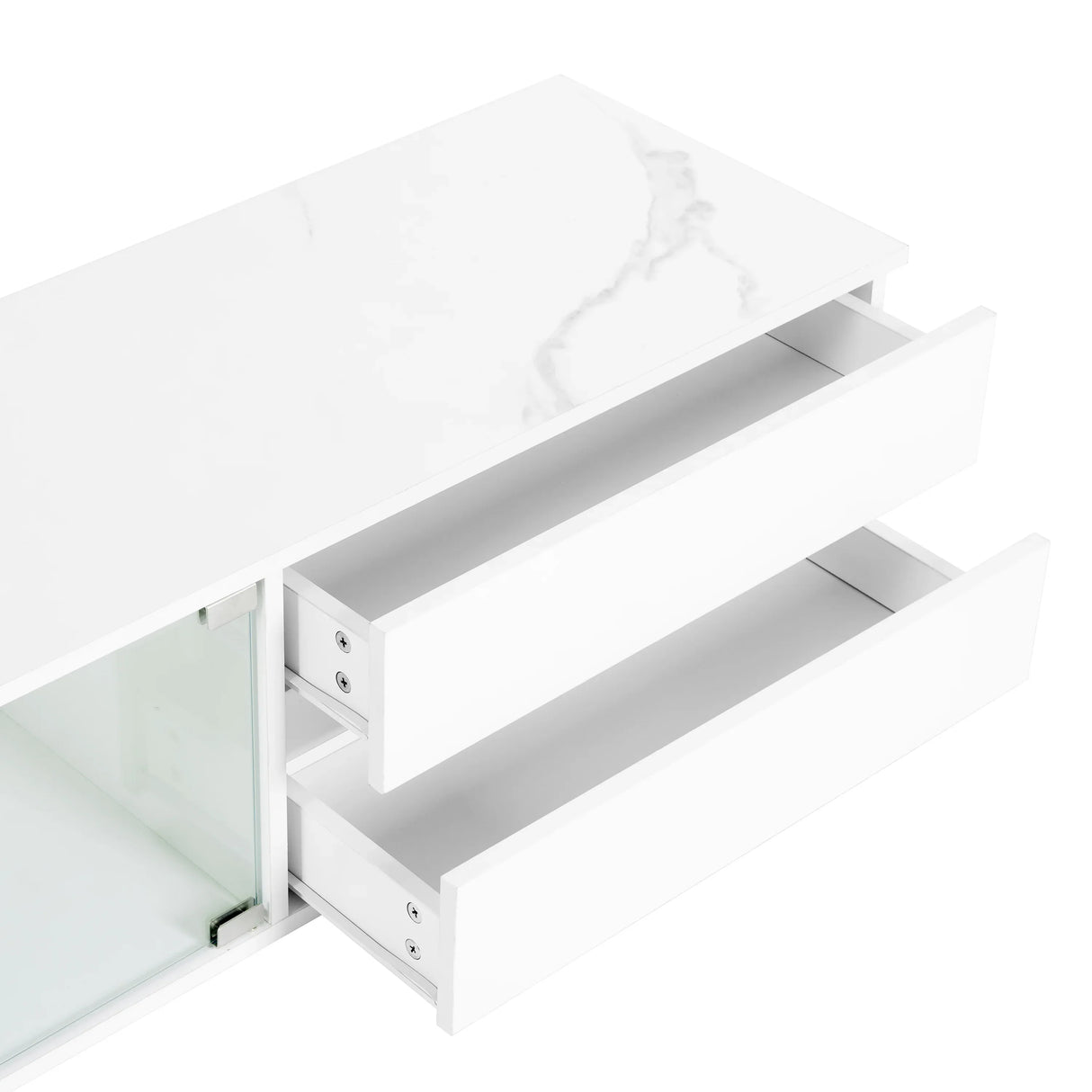 Modern App-Controlled LED Light White Marble TV Stand - Omega Lifestyles