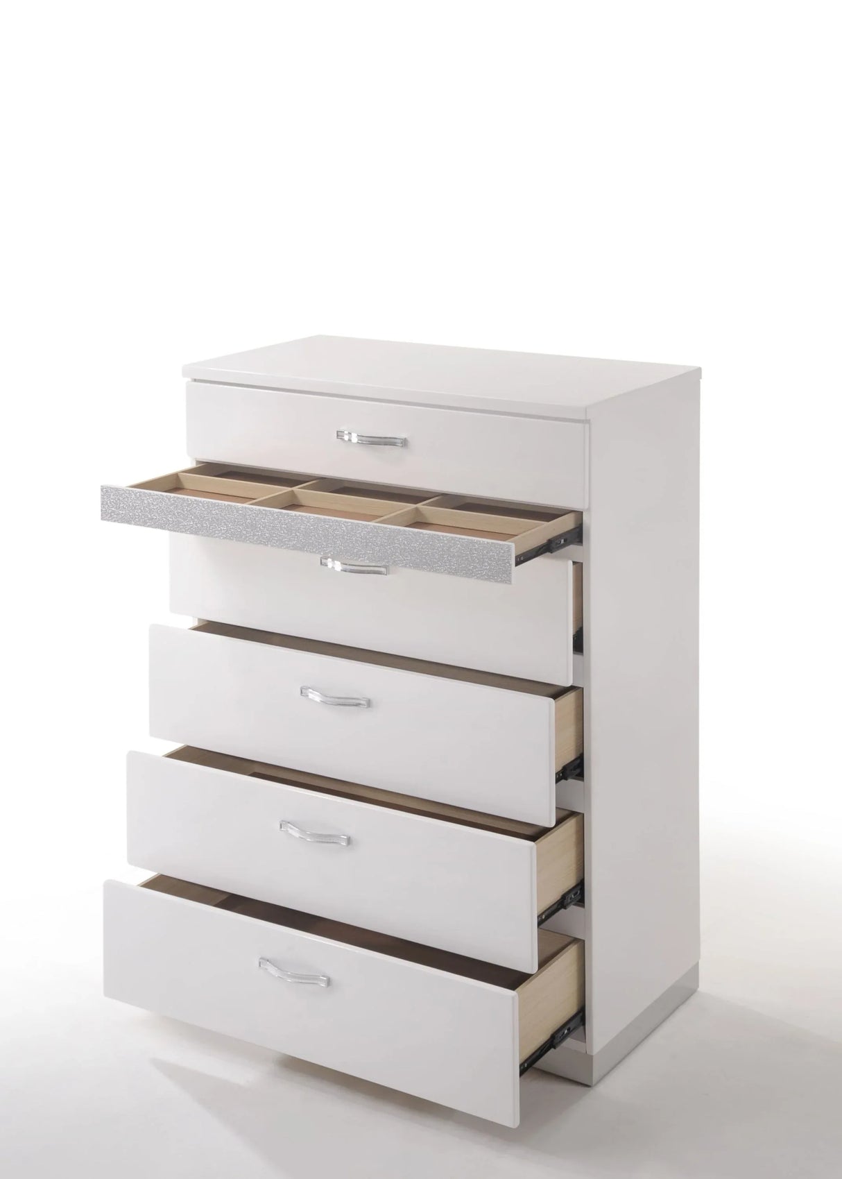 White High Gloss Synthetic Wood Chest With Organizer - Omega Lifestyles