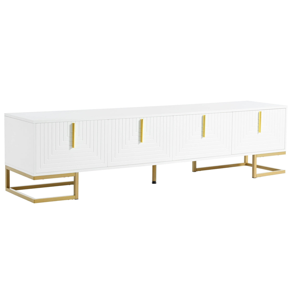 Modern White Gold Metal Legs TV Stand With Cabinets - Sleep Galleria