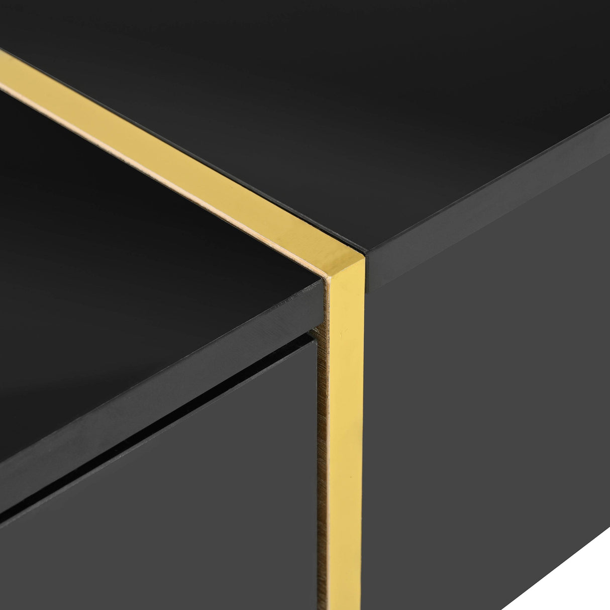 Minimalist High Gloss Black And Gold Coffee Table - Sleep Galleria