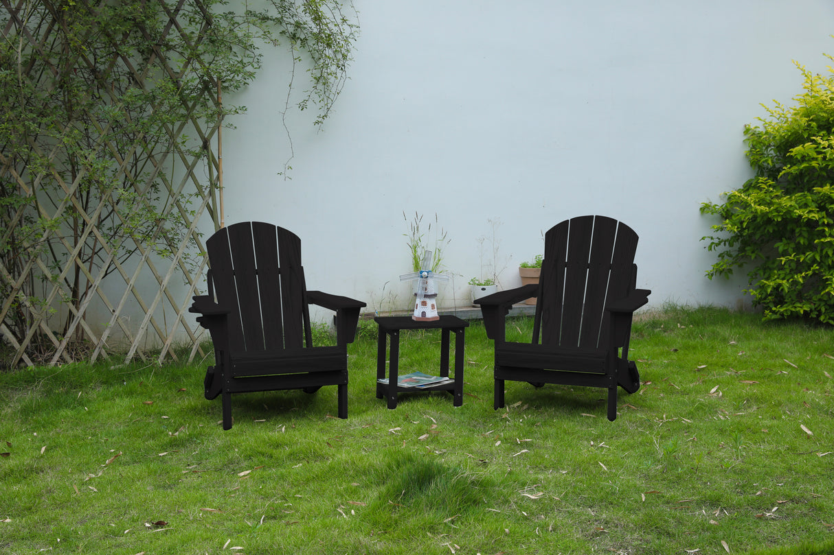 3-Piece Folding Adirondack Chair Set With Side Table