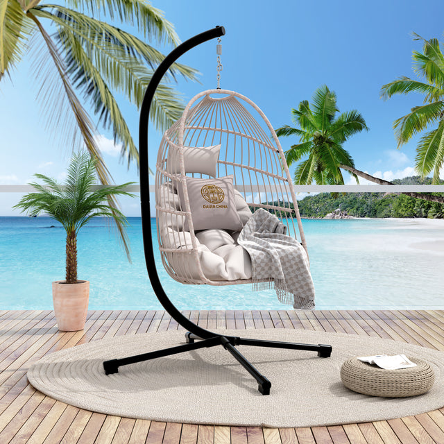 Foldable Outdoor Hanging Egg Chair With Stand