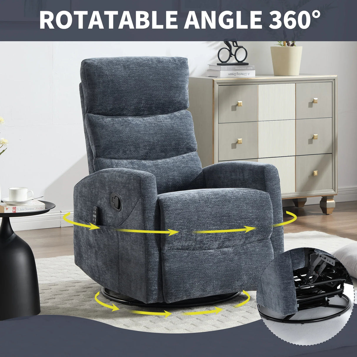 Heat Massage Recliner Chair With 360° Swivel And Rocker - Omega Lifestyles