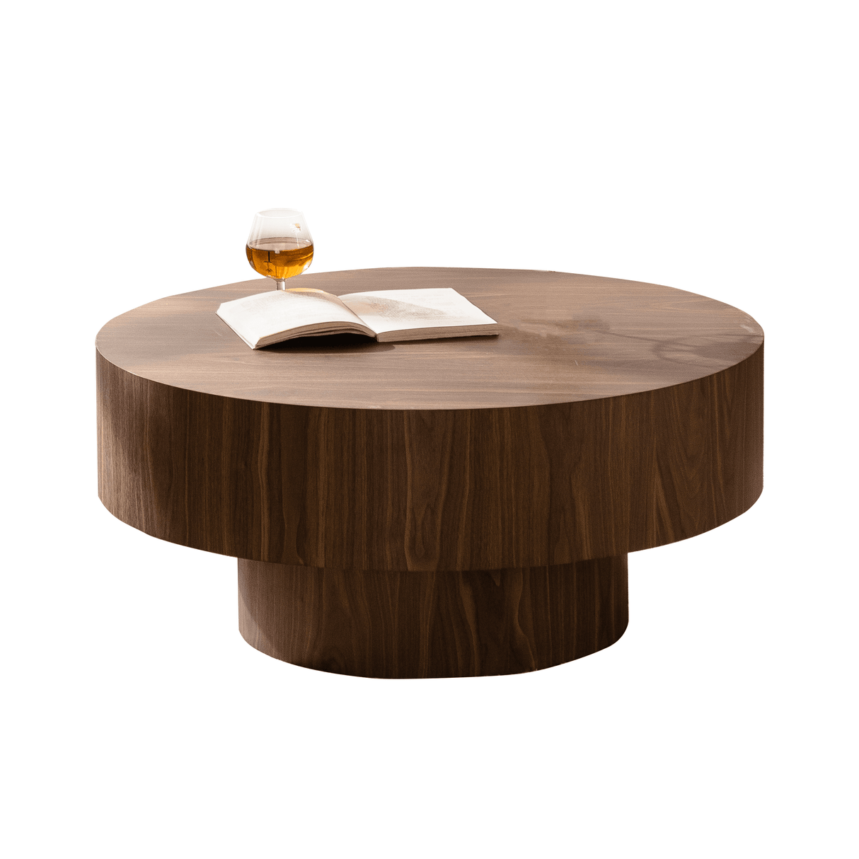 Modern Round Walnut MDF Coffee Table 30-Inch - Sleep Galleria