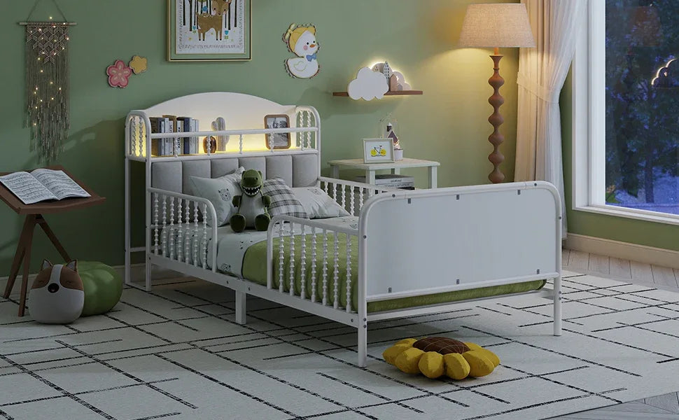 Twin Metal Platform Bed Frame With LED Light - Omega Lifestyles