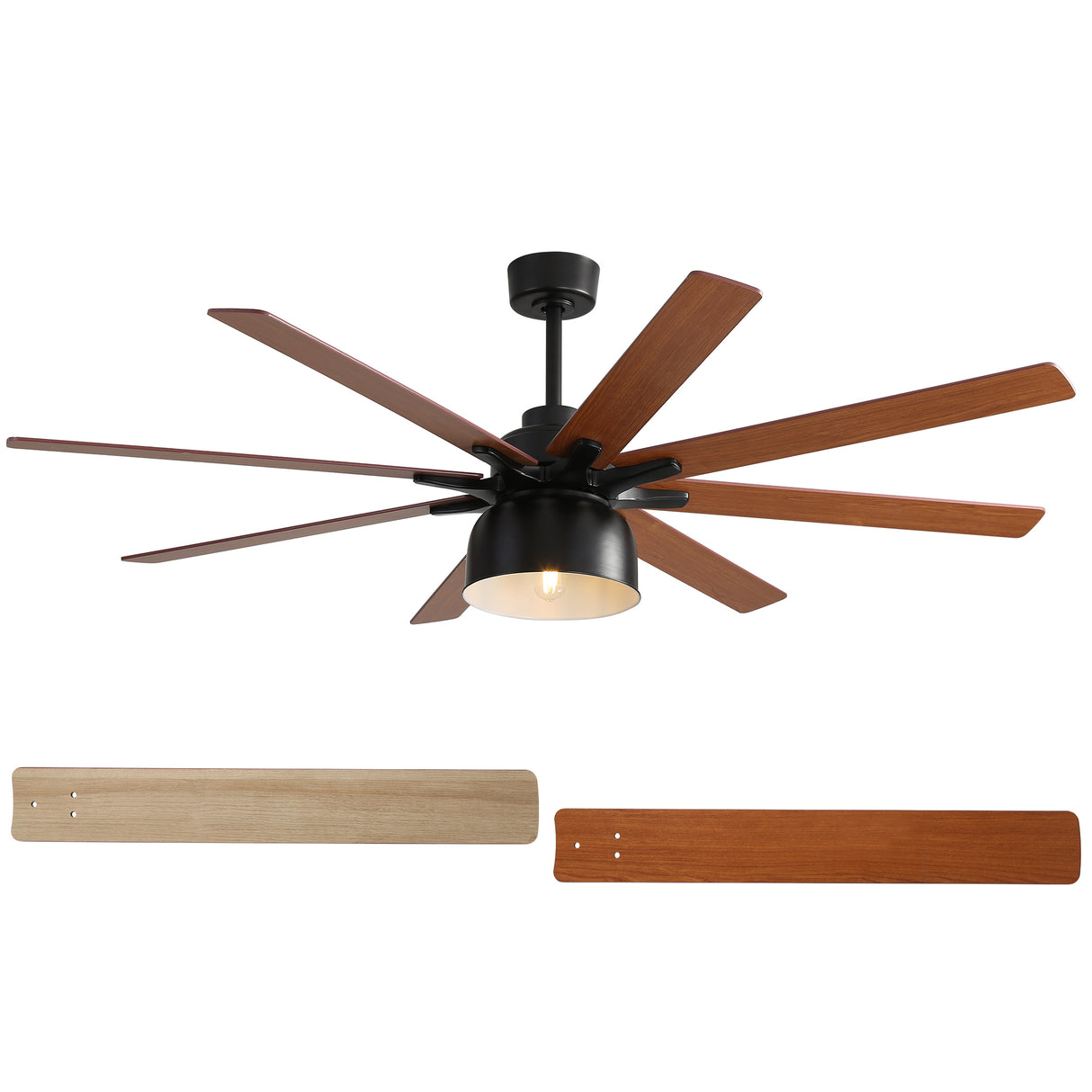 66-Inch Reversible DC Motor Ceiling Fan With Light