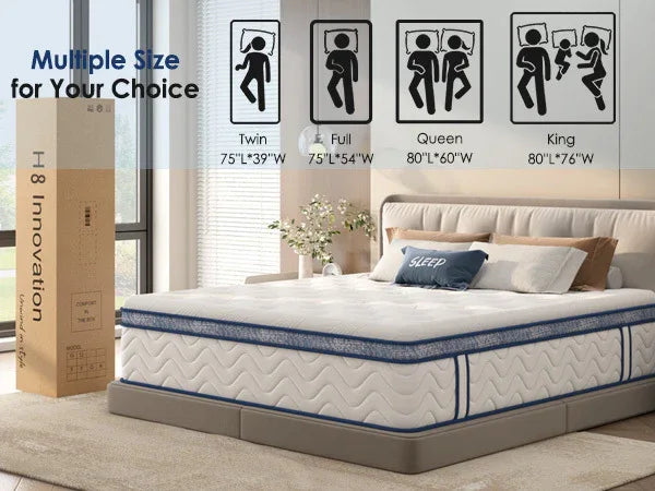 King Medium 12-Inch Hybrid Pocket Spring Mattress - Omega Lifestyles