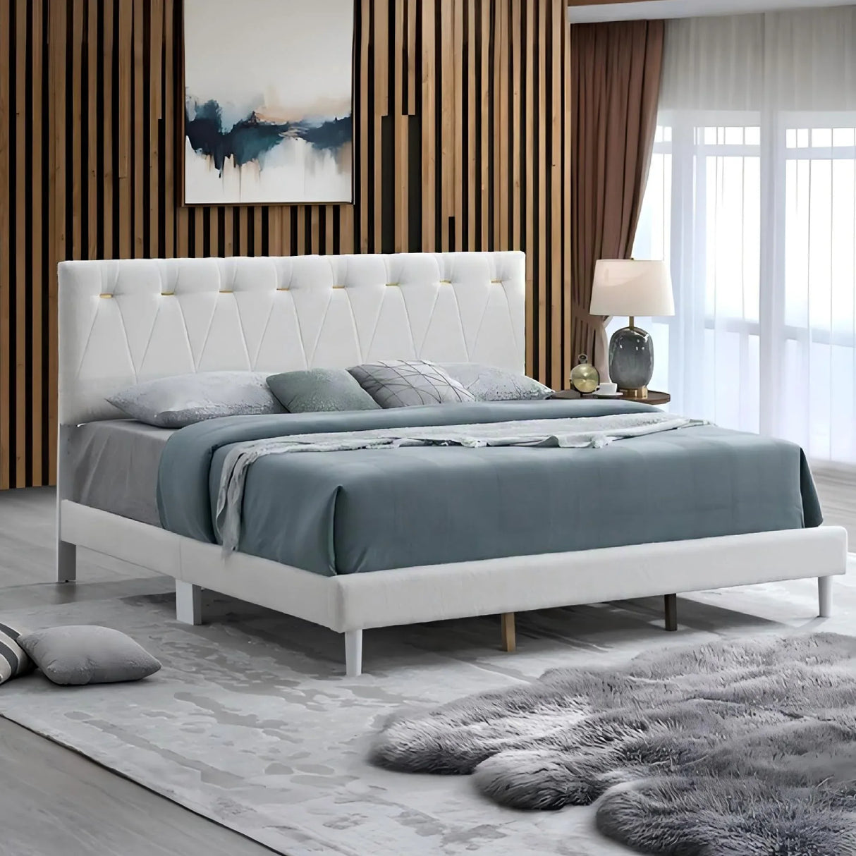 Queen Soft Teddy Bear Polyester Platform Bed Frame - Omega Lifestyles