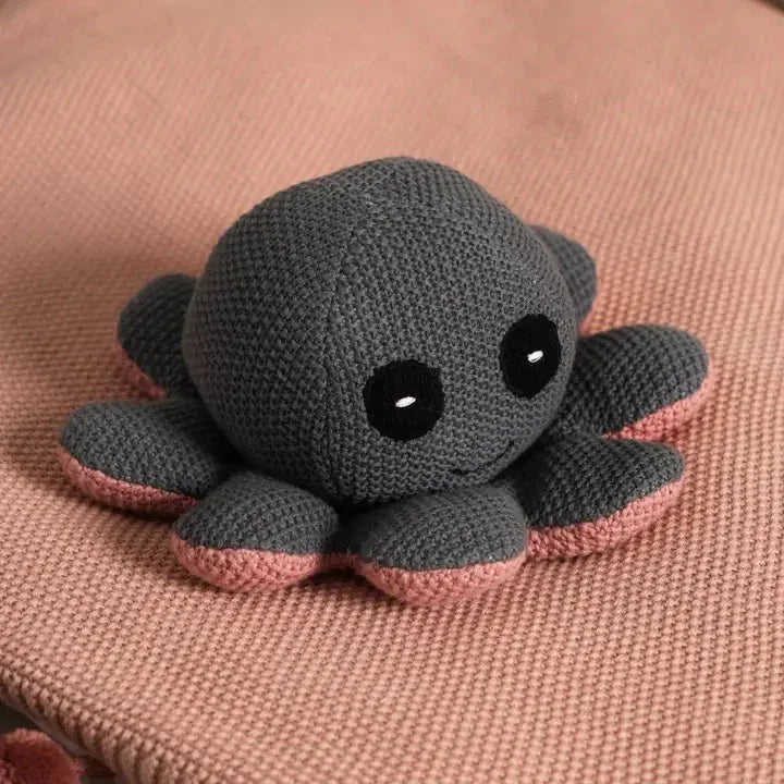 Dark Gray Cotton Plush Knitted Stuffed Octopus Toy - Omega Lifestyles