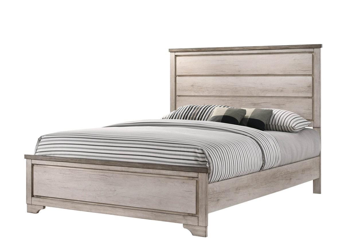 Contemporary Rustic Distressed Brown Wood King Bed Frame