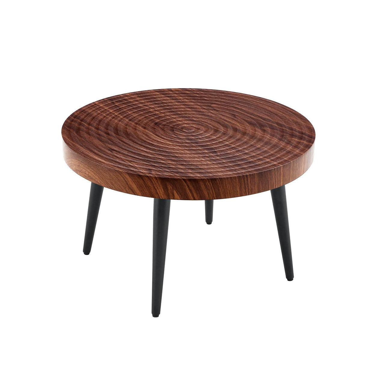 Modern Round MDF And Metal Walnut Coffee Table - Sleep Galleria
