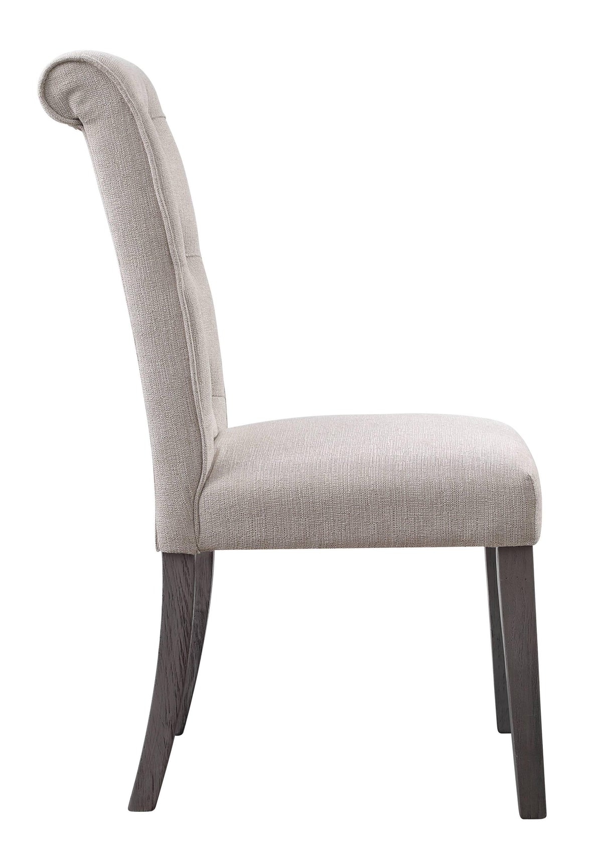 Set of 2 Beige Linen Synthetic Wood Side Chairs - Omega Lifestyles