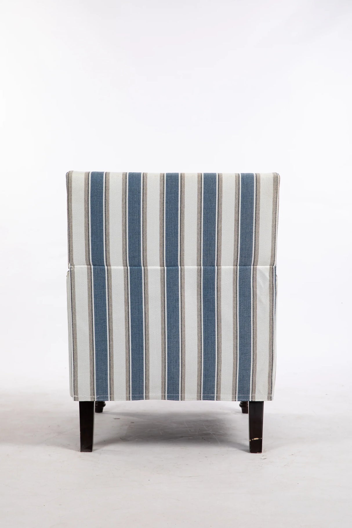 Vintage Blue White Striped Upholstered Accent Chair - Omega Lifestyles