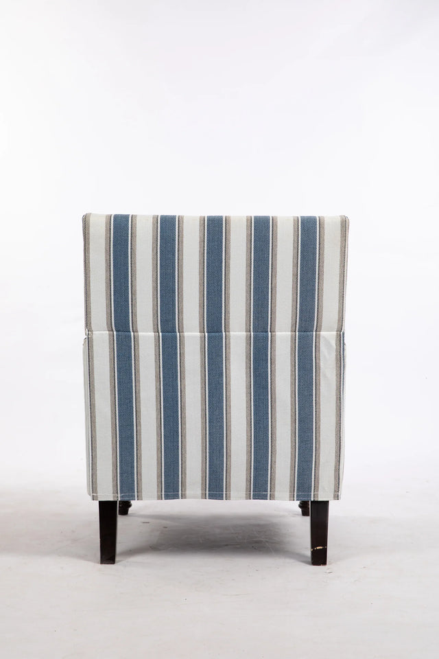 Vintage Blue White Striped Upholstered Accent Chair - Omega Lifestyles