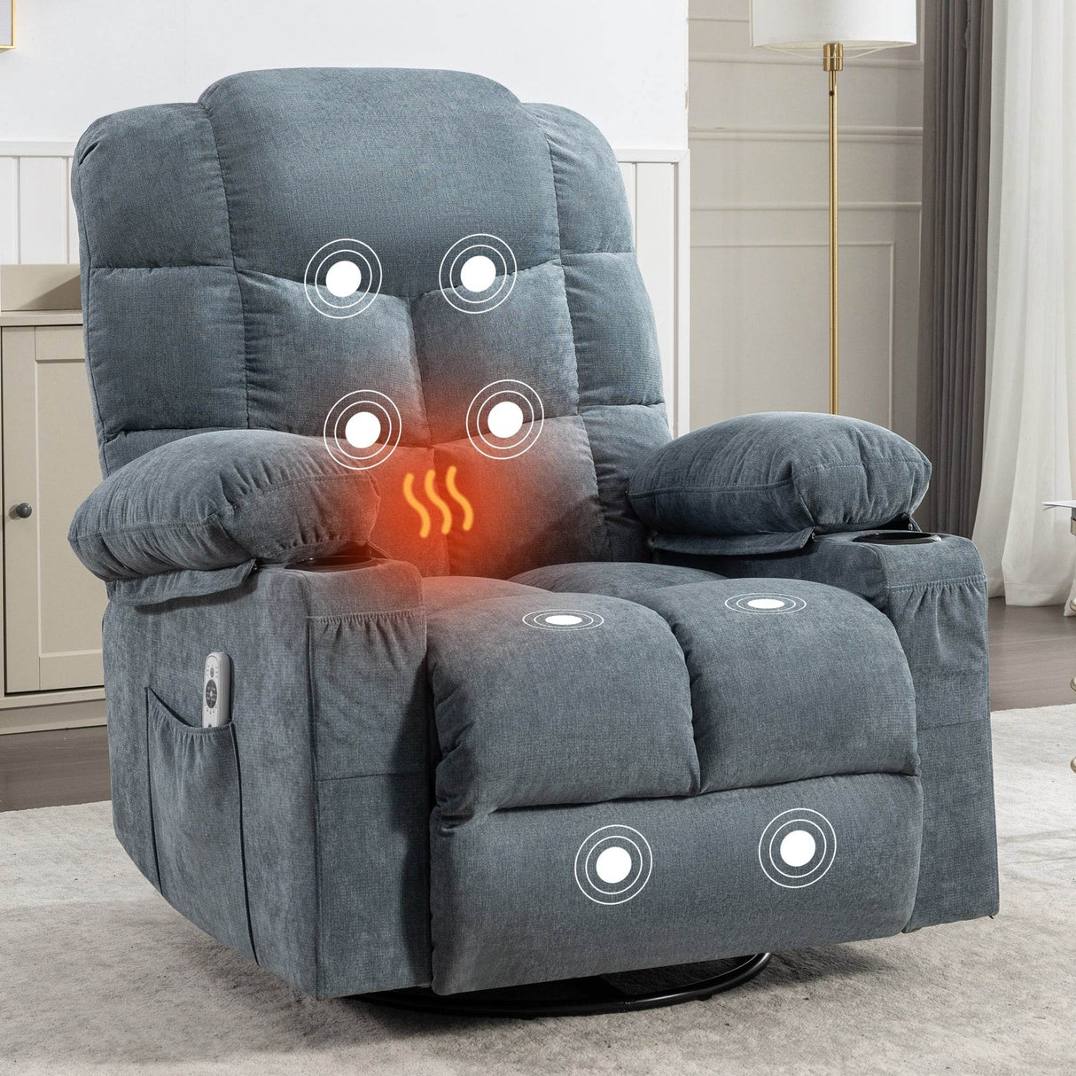 Soft Vibration Massage Rocker Recliner Chair With Heat