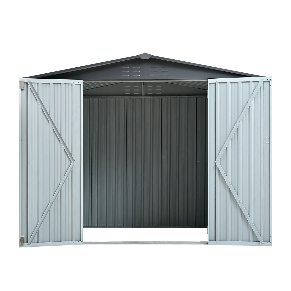 Heavy-Duty Galvanized Steel 6x8ft Outdoor Storage Shed - Omega Lifestyles