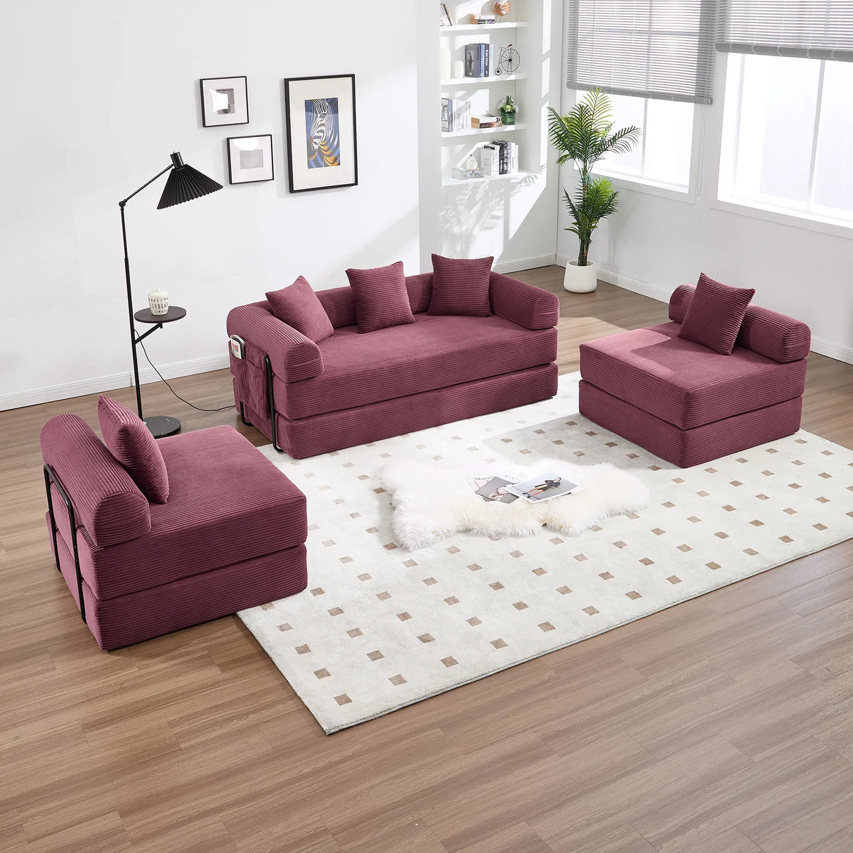 Convertible Corduroy Folding Memory Foam Sofa Bed - Omega Lifestyles