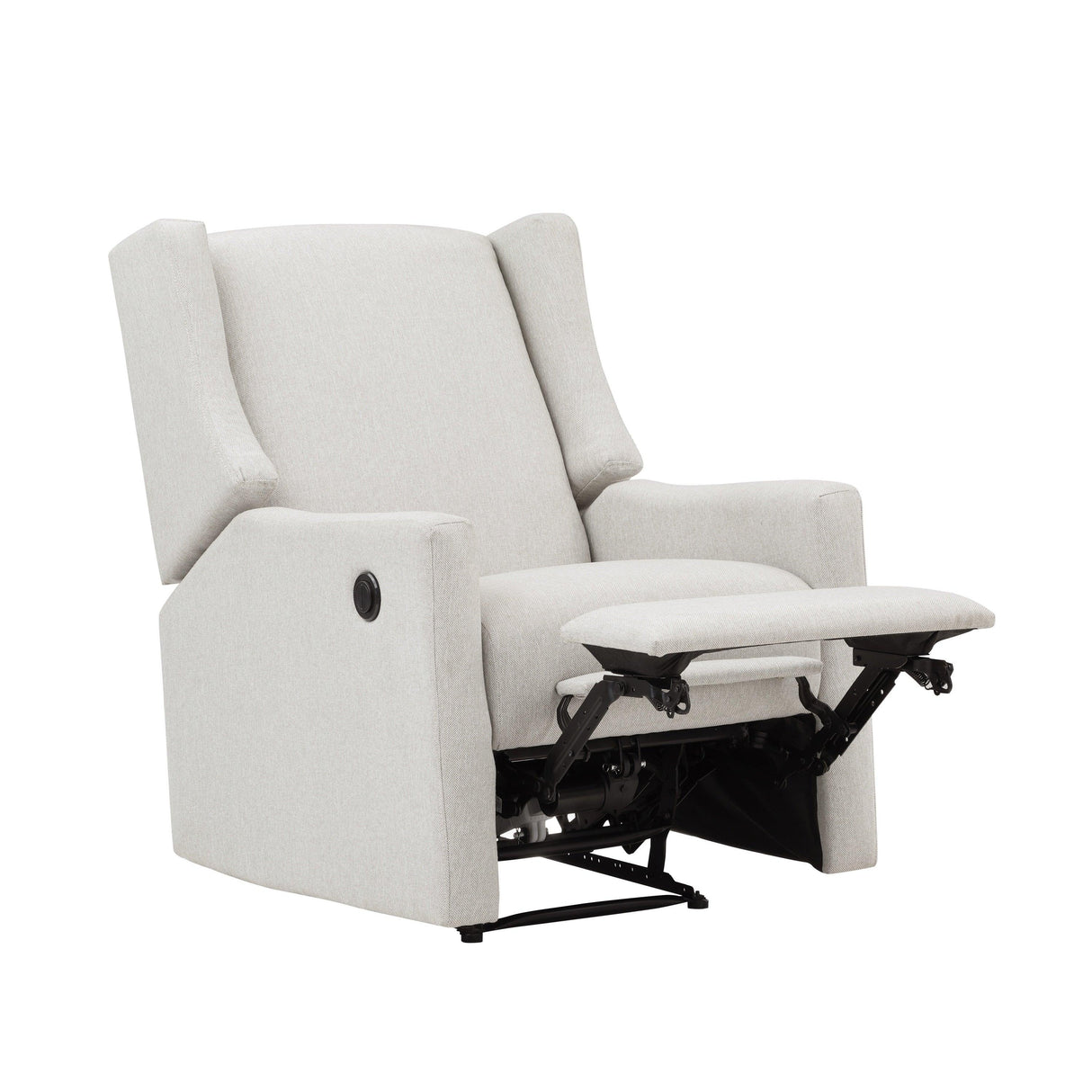 Power Recliner Beige Polyester Contemporary Wingback Chair - Omega Lifestyles
