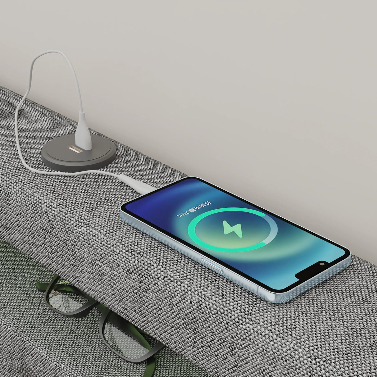 Twin Upholstered Bed Frame With USB Charging Station - Omega Lifestyles