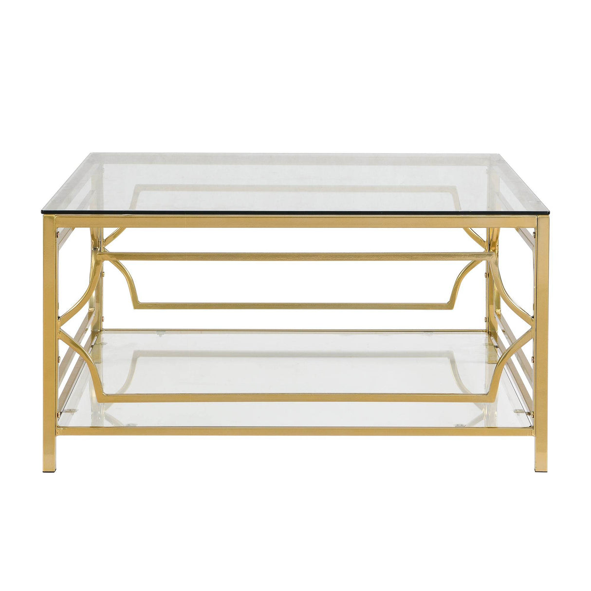 Square Tempered Glass Coffee Table With Gold Frame - Sleep Galleria