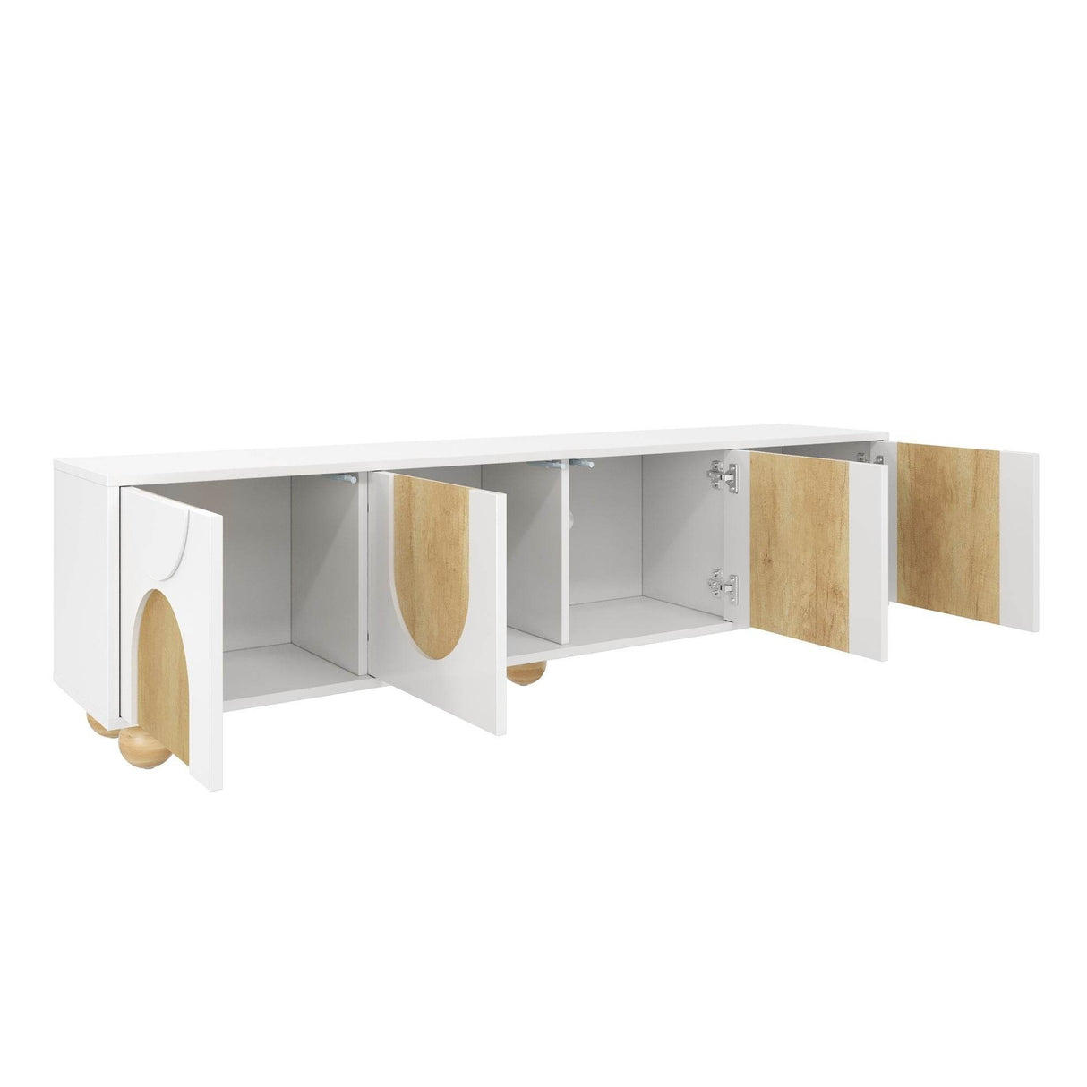 Farmhouse White MDF TV Stand With Cabinets - Sleep Galleria