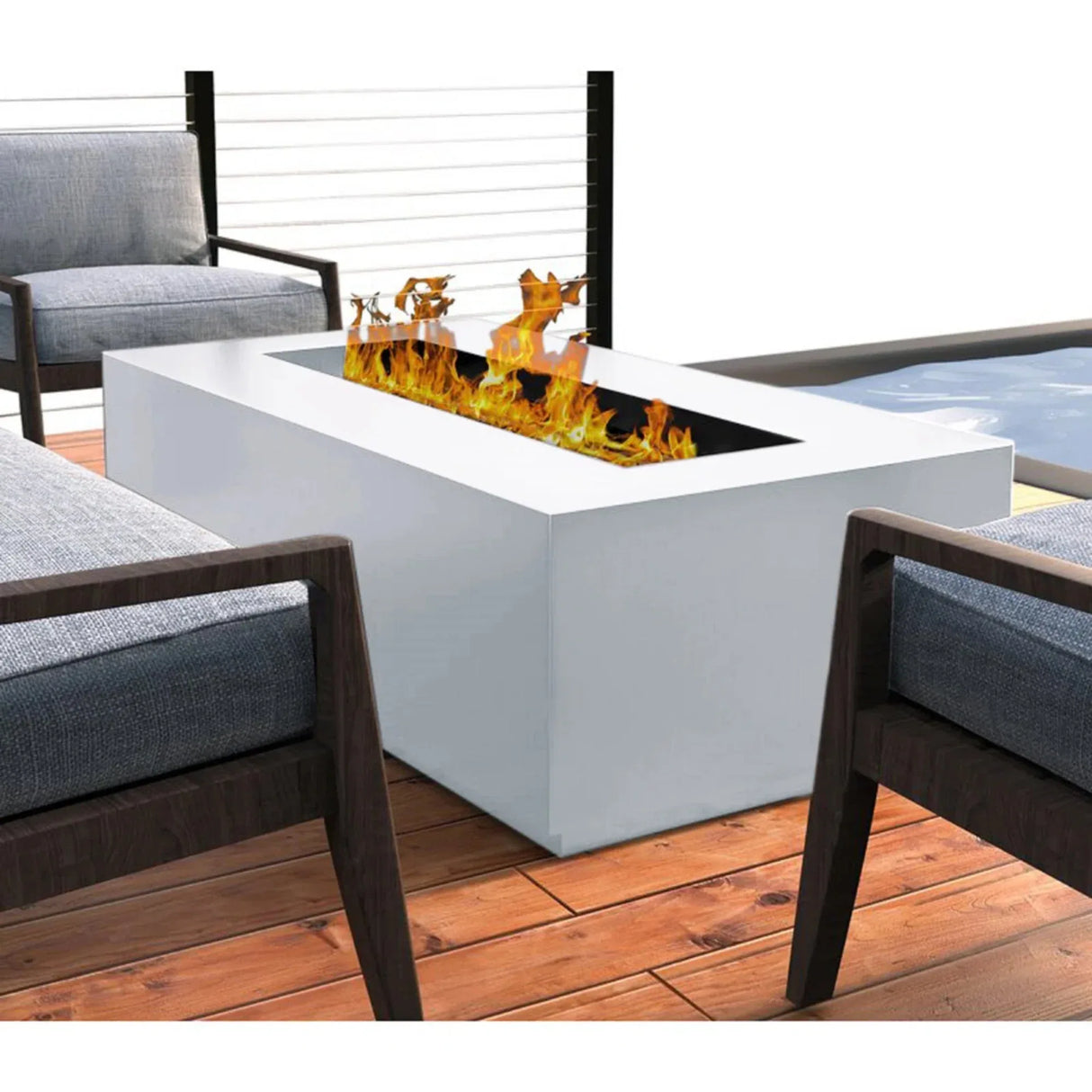 Modern Stainless Steel Outdoor Fire Pit Table With Cover - Omega Lifestyles