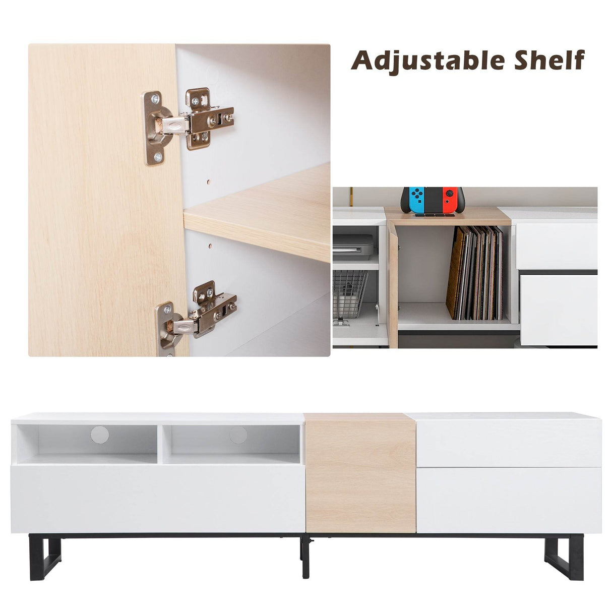 Modern White Particle Board TV Stand With Storage - Sleep Galleria