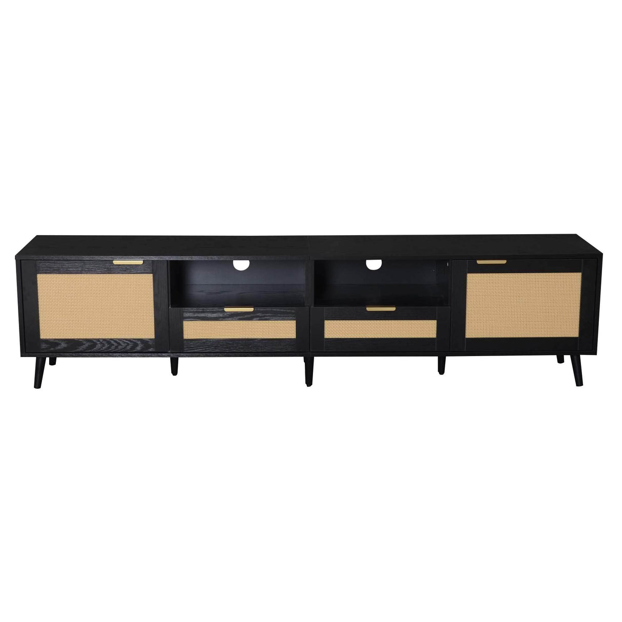 Modern Rattan TV Stand With Storage Cabinet - Sleep Galleria