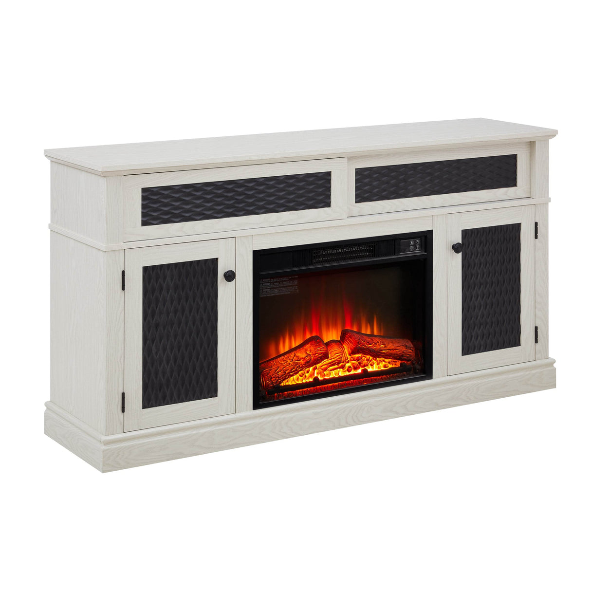Embossed Oak Fireplace TV Stand With Storage - Sleep Galleria