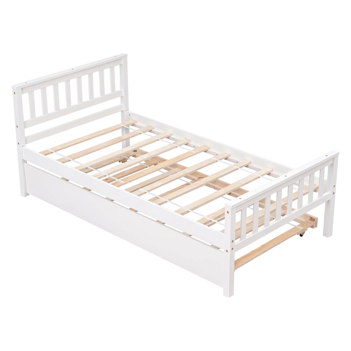 Twin Platform Bed Frame With Pull-Out Trundle - Omega Lifestyles