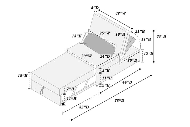 Contemporary Chocolate Corduroy Convertible Sleeper Sofa Chair - Omega Lifestyles