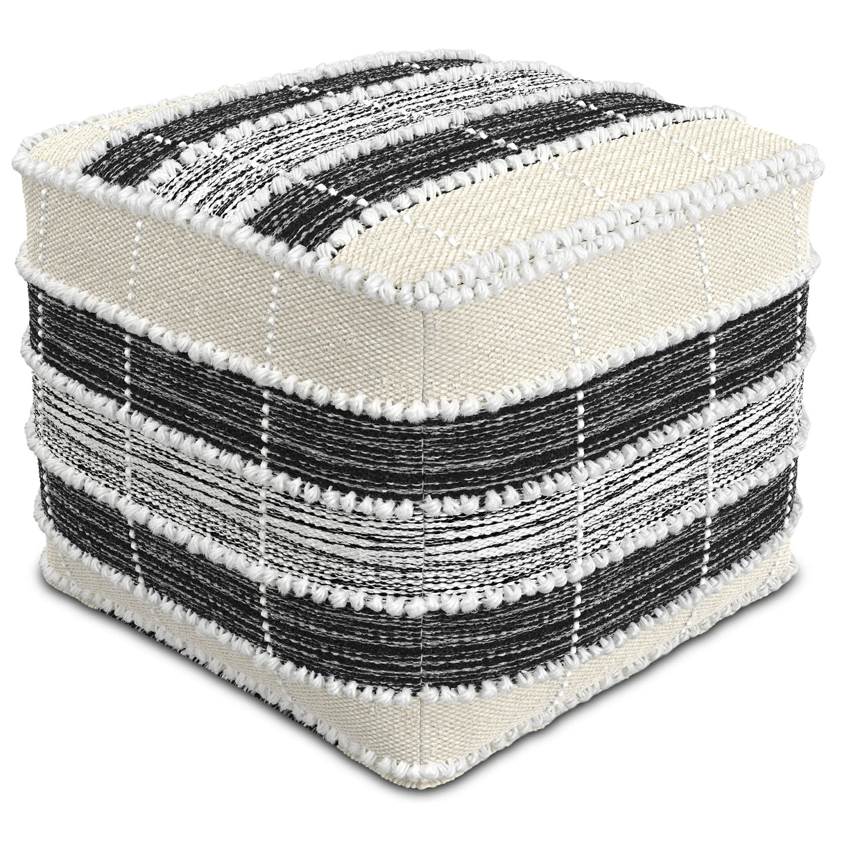 Recycled Fabric Square Pouf With Polystyrene Bead Filling - Omega Lifestyles