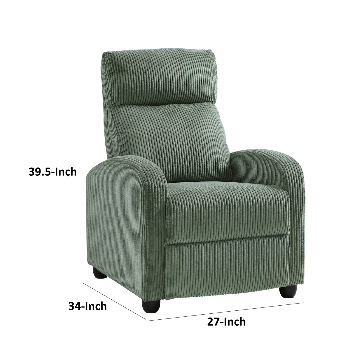 Pary Manual Push Back Reclining Chair In Green Corduroy - Omega Lifestyles