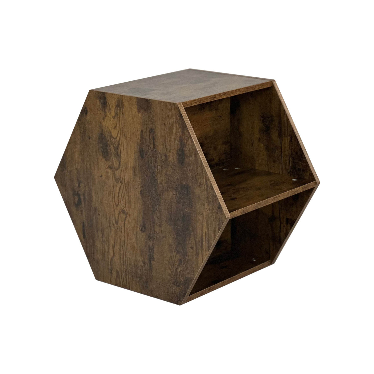 Hexagonal Antique Wood MDF Coffee Table Nightstand - Sleep Galleria