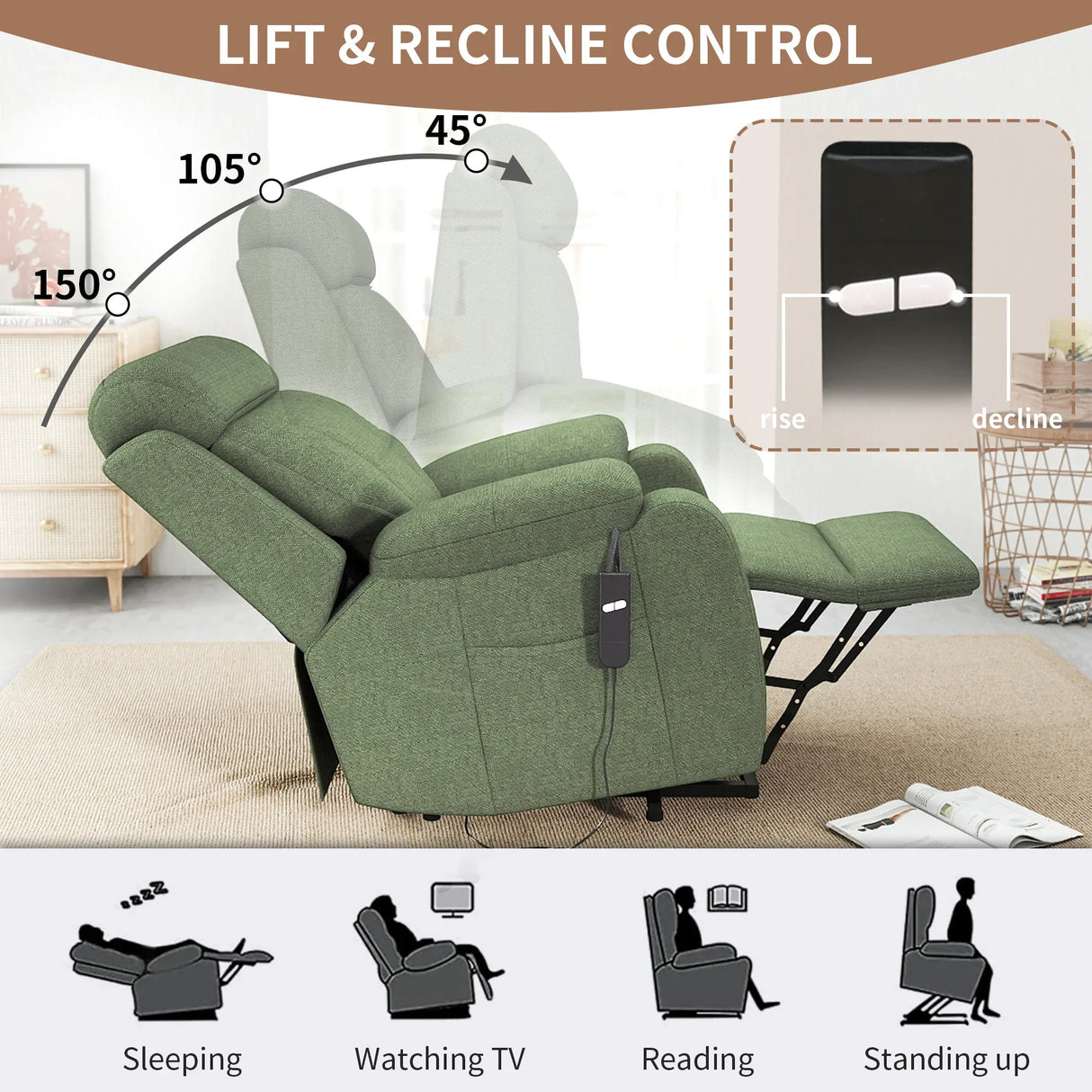 Power Lift Recliner Medium-Soft Snowflake Velvet Chair - Omega Lifestyles