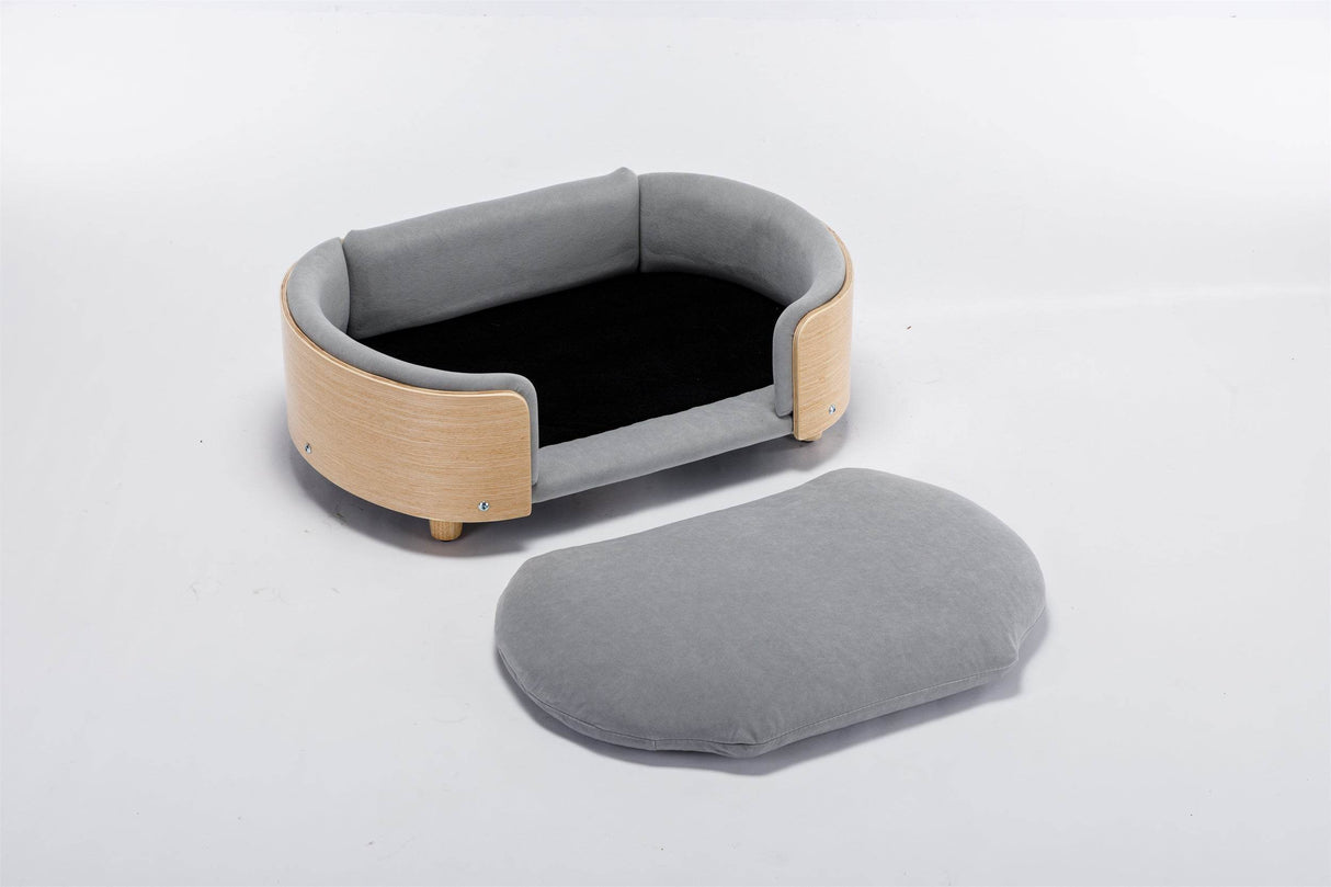 Scandinavian Elevated Large Dog Bed With Velvet Cushion - Sleep Galleria