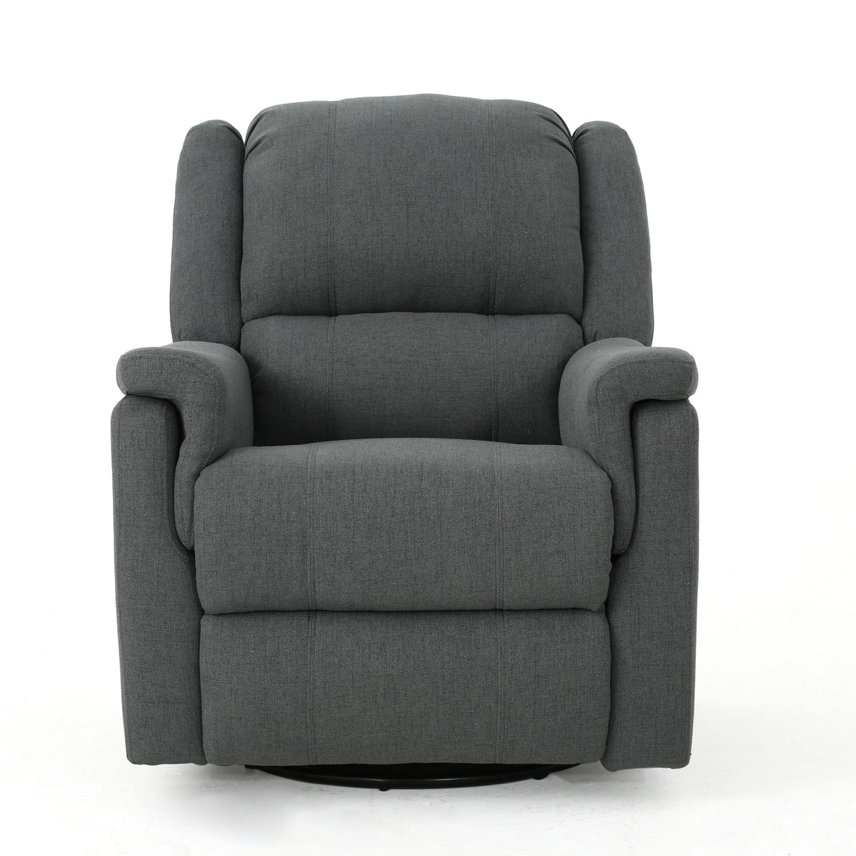 Charcoal Fabric Glider Recliner With Swivel And Manual Recline - Omega Lifestyles
