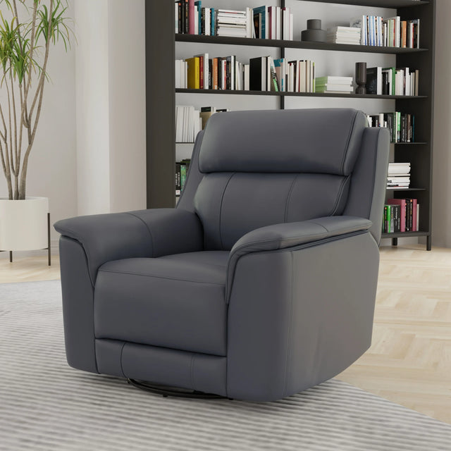 Manual Swivel Genuine Leather Glider Recliner Chair - Omega Lifestyles